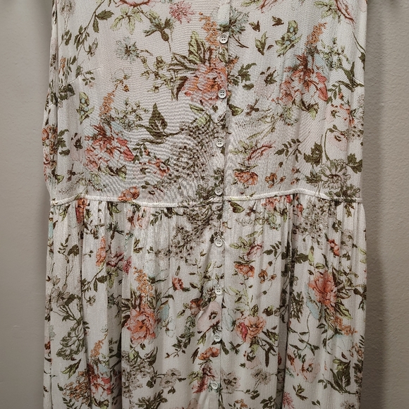 Frye Midi Dress M Button Down Floral Sleeveless Pockets Prairie Cottage Core - Picture 7 of 10
